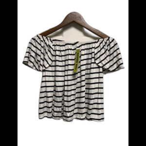0092) NWT $49 Gianni Bini Top Blouse Crop Shirt Size Xsmall New Black White